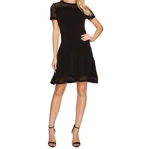 Michael Kors Black Mesh Combo A-Line Dress Small